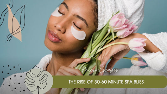 Relaxed woman with under-eye masks holding tulips, representing self-care and the rejuvenating benefits of a refreshing body massage."